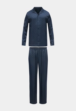 SHINY MONOGRAM PIGIAMA NIGHTWEAR LONG WITH SHIRT - Pyjamas - blue