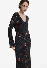 Desigual MIDI WITH CHECKS - Džersio suknelė - anthracite