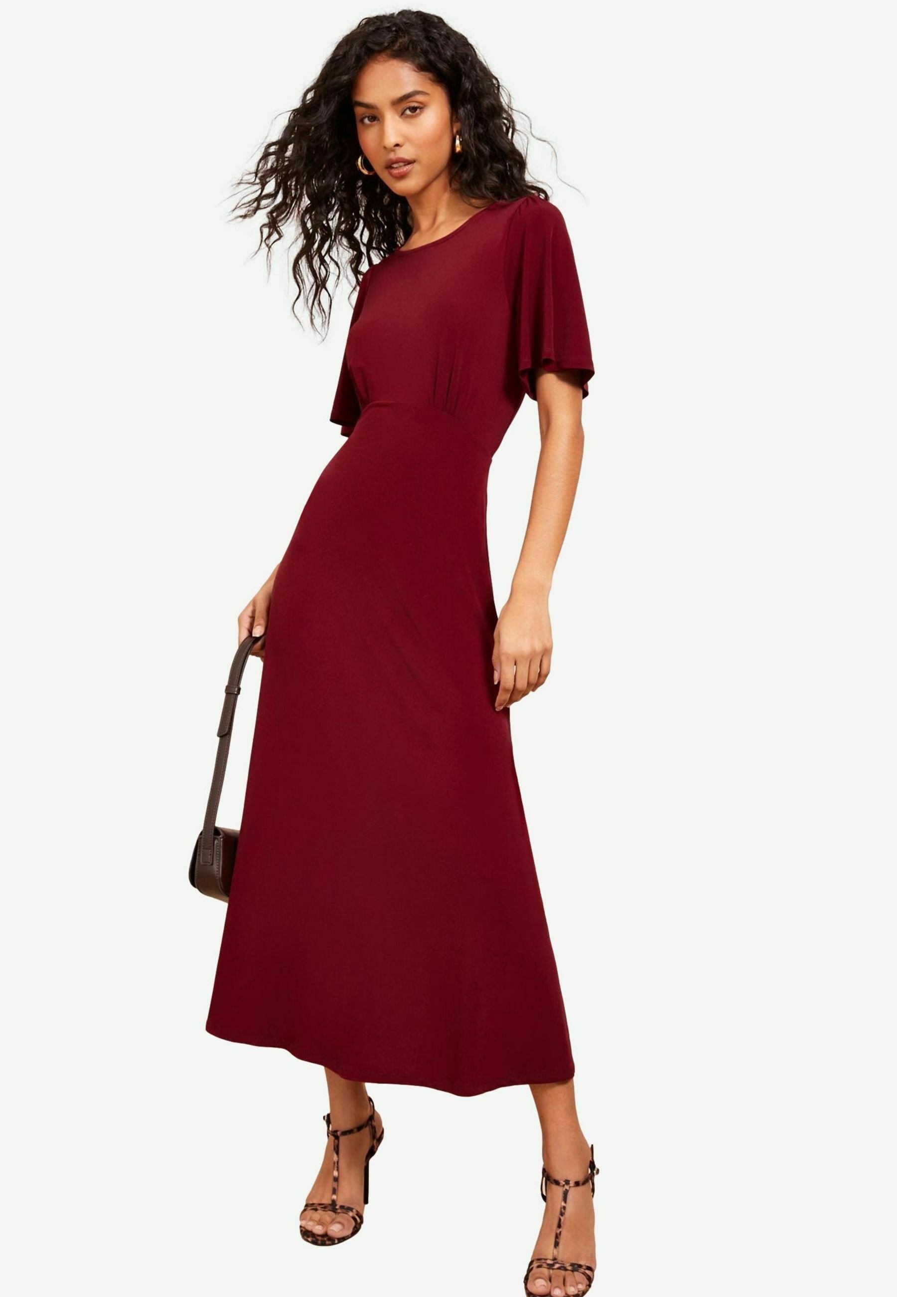 Friends Like These ITY FLUTTER SHORT SLEEVE MIDI - Jersey dress - burgundy  red/red - Zalando