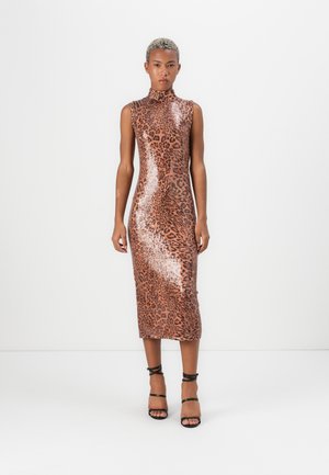 KNITTED DRESS - Cocktailjurk - coffee