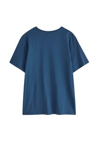 Kortærmet t-shirt med rund hals i dybblå bomuld, der har en afslappet pasform og et enkelt design uden mønstre eller detaljer.