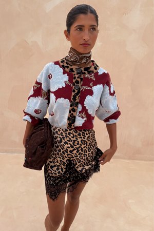 Never Fully Dressed PURPLE POPPY CARDIGAN - Cardigan - bordeaux/light blue