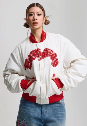 Ed Hardy, GOTHIC FLAMING EAGLE - Bomber bunda - ecru