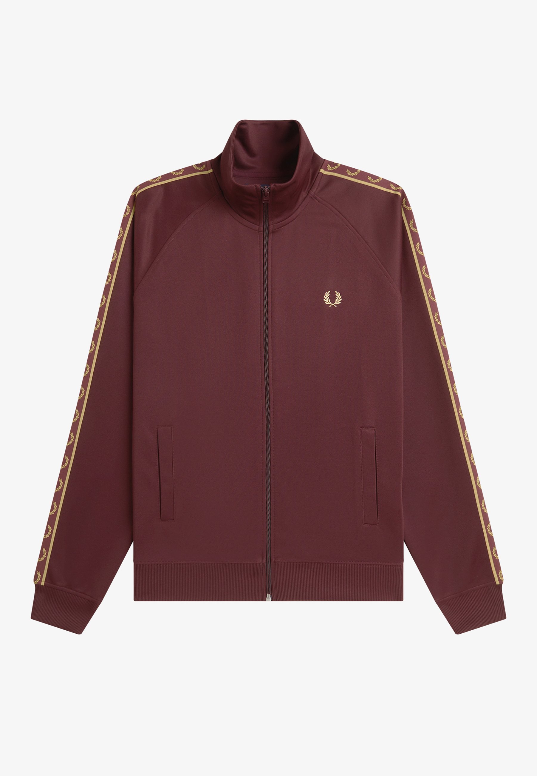 FRED PERRY ブラウン ジップアップジャケット UK 10 Fred Perry CONTRAST TAPE - Zip-up sweatshirt - oxblood/champagn
