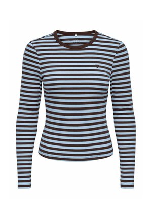 ONLY, ONLVAL L/S O-NECK STRIPE TOP JRS - T-shirt à manches longues - coffee bean