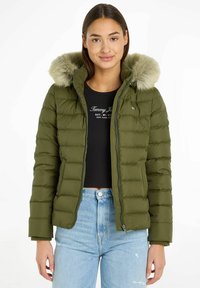 Tommy Jeans BASIC HOODED JACKET - Winter jacket - drab olive green