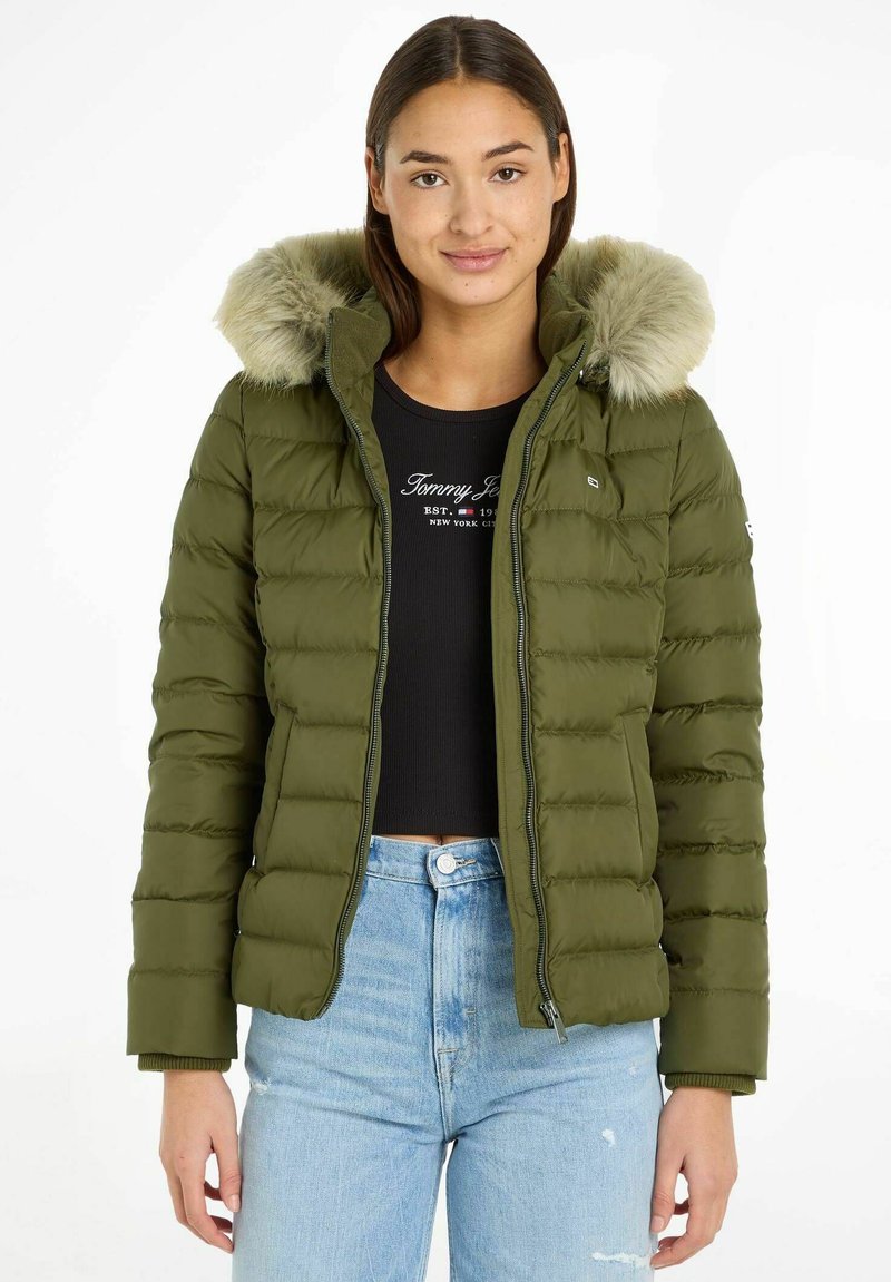 Tommy Jeans BASIC HOODED JACKET - Winter jacket - drab olive green