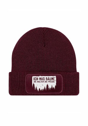 MIT PATCH MIT SPRUCH ICH MAG BÄUME - Beanie - bordeauxrot
