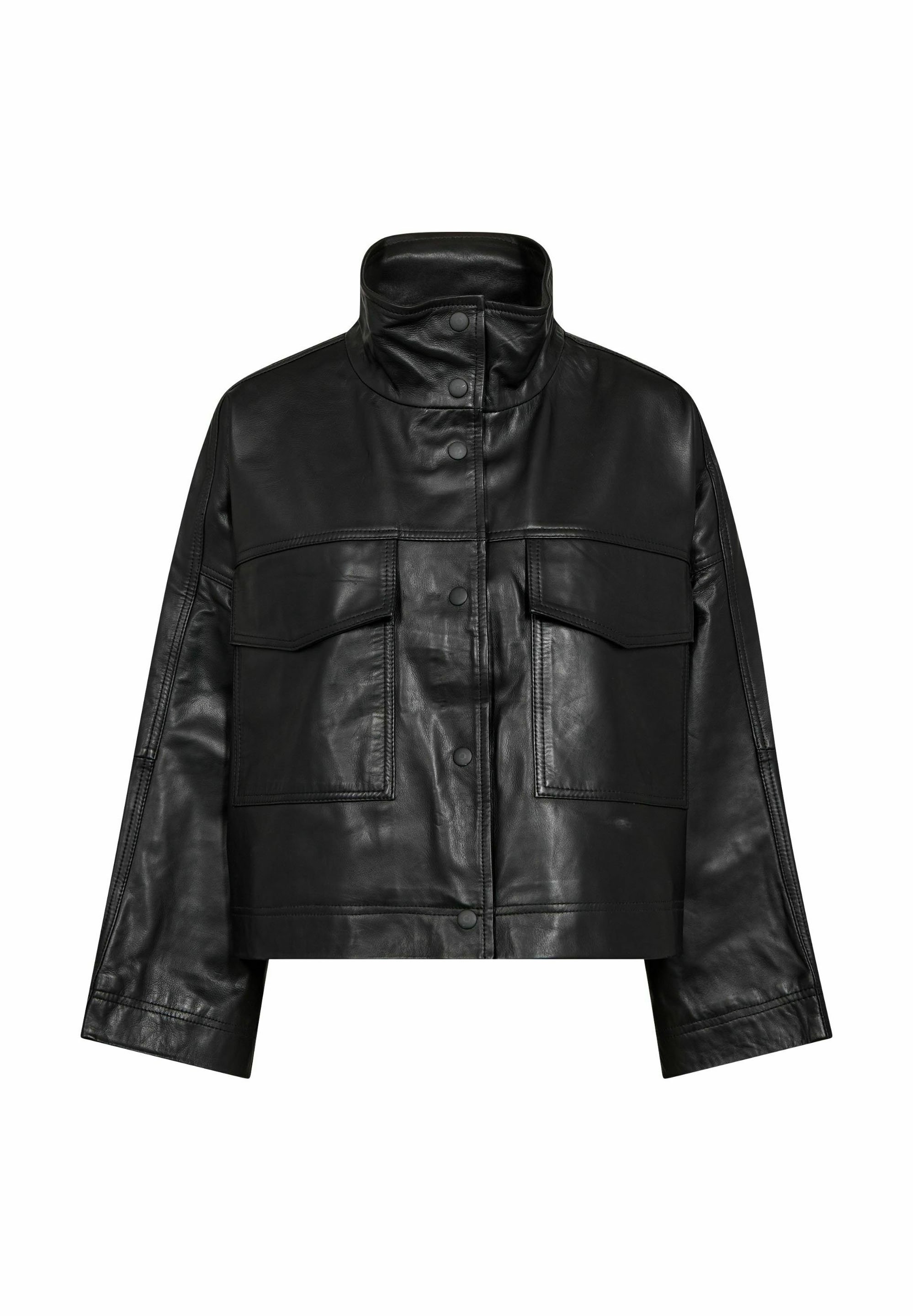 Co'couture PHOEBECC BOX JACKET - Leather jacket - black - Zalando.ie