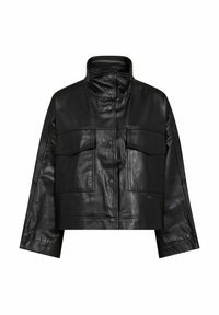 PHOEBECC LEATHER BOX JACKET - Kožená bunda - black