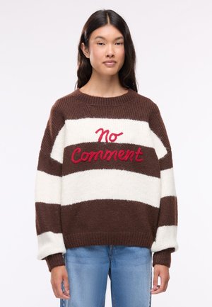 Terranova, MAGLIA AMPIA A RIGHE CON SCRITTA - Maglione - var marrone scuro