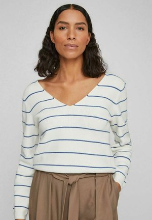 VILA VICHAI V-NECK NOOS - Jersey de punto - white alyssum