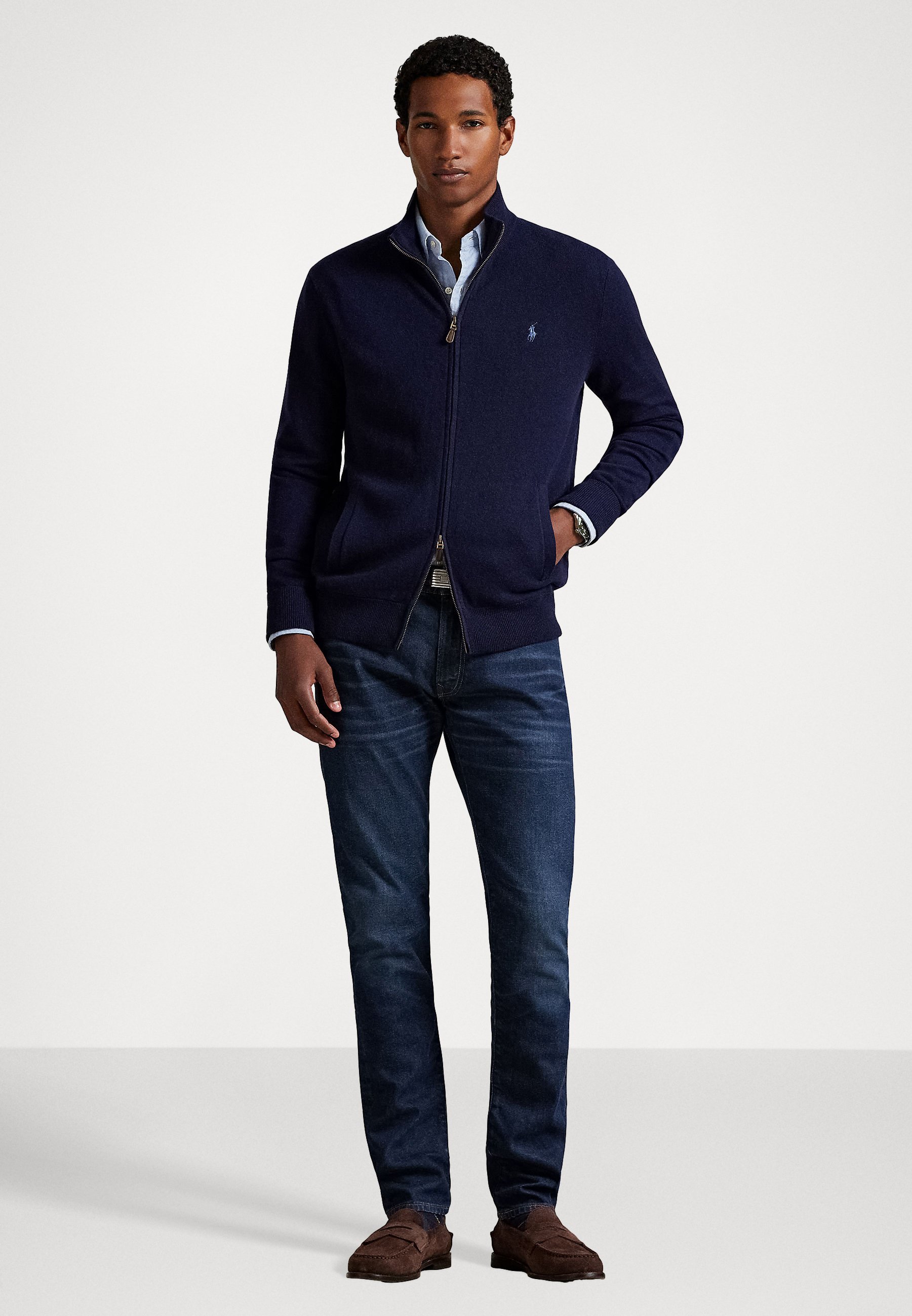 Polo Ralph Lauren WOOL FULL-ZIP SWEATER - Cardigan - hunter navy