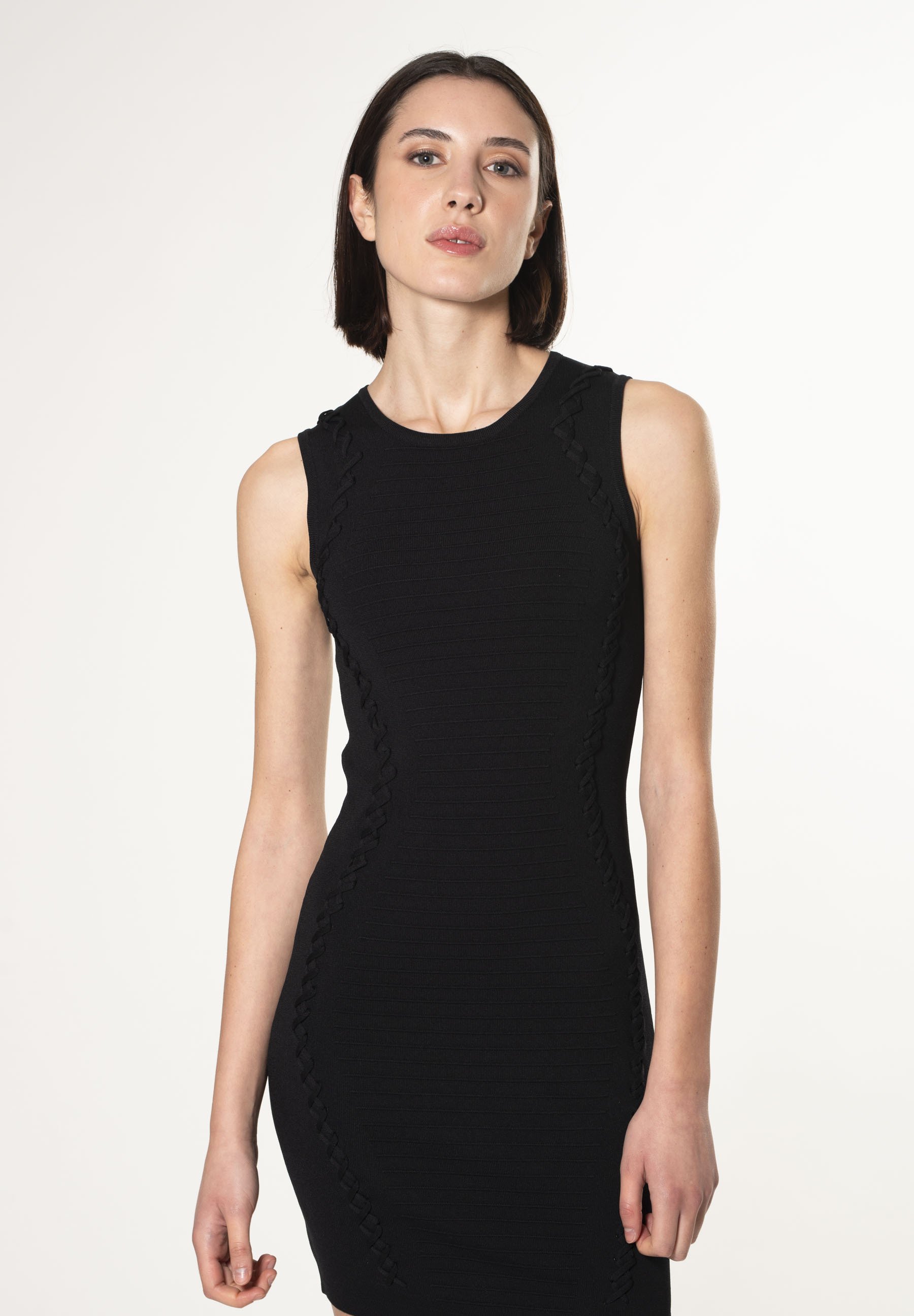 INFLUENCER Gebreide jurk black/zwart