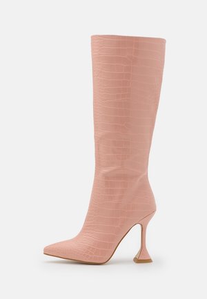 Kozačky na vysokém podpatku - light pink