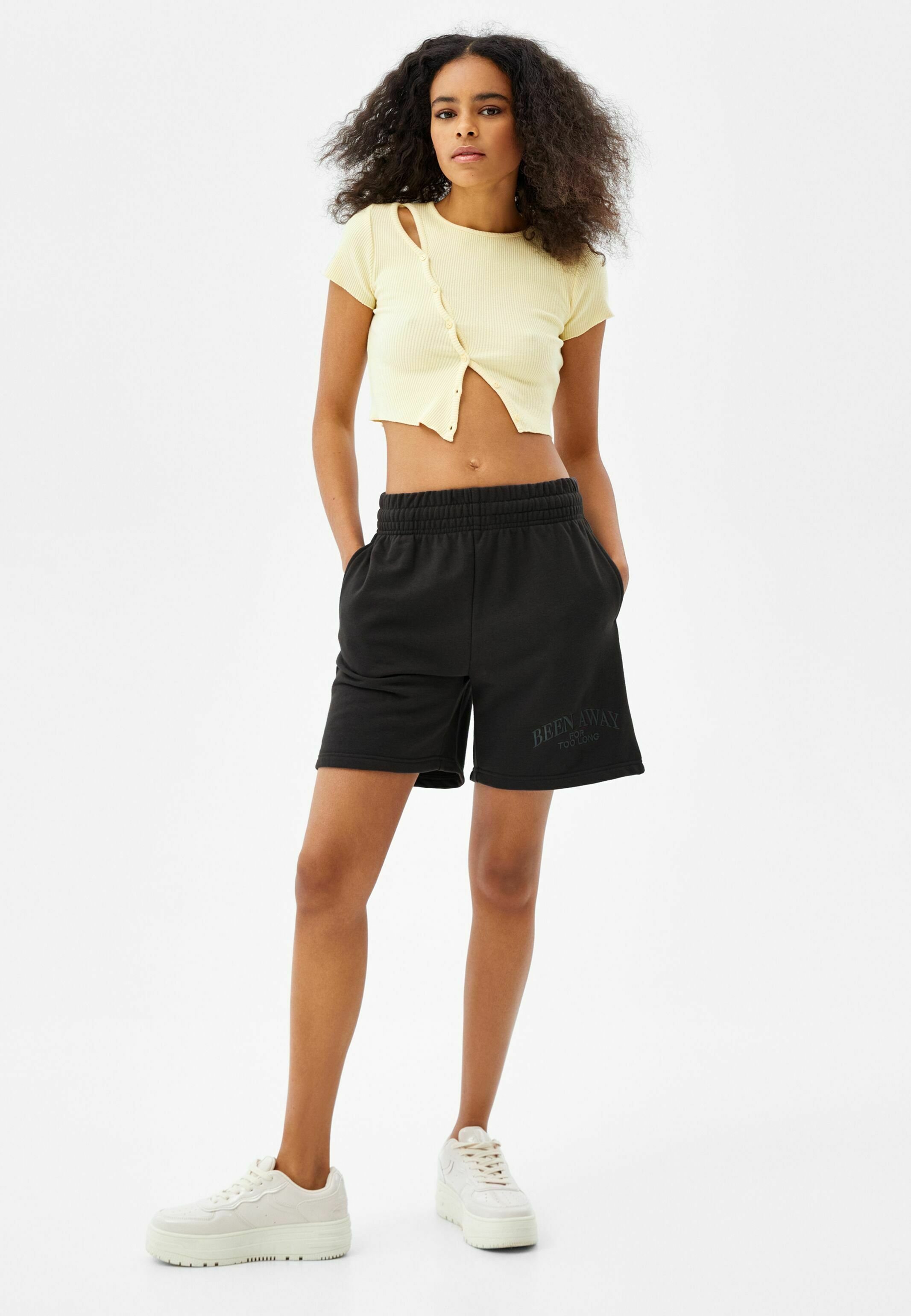Bershka WITH EMBROIDERY - Shorts - mottled dark grey/grigio scuro screziato  - Zalando.it