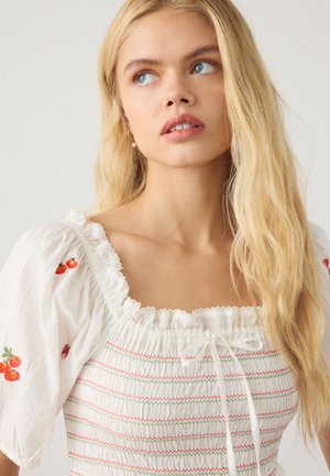 Next, REGULAR FIT - PUFF SLEEVE SHIRRED MIDI DRESS  . - Vestito casual - white tomato embroidery