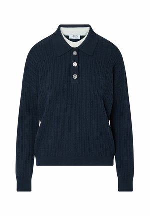 LIU JO, LIU JO KNIT POLO WITH JEWEL BUTTONS - T-shirt à manches longues - dark blue