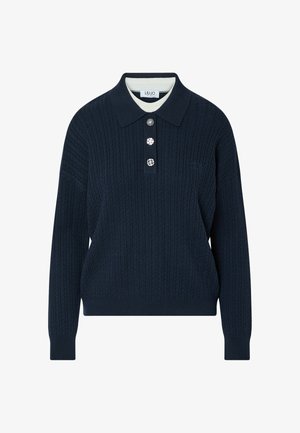 LIU JO, LIU JO KNIT POLO WITH JEWEL BUTTONS - T-shirt à manches longues - dark blue