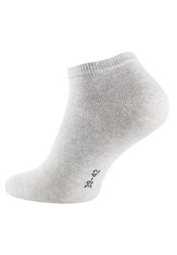Gray ankle sock made of soft fabric, featuring a ribbed cuff and smooth texture. Size marker 39-42 printed on the side.