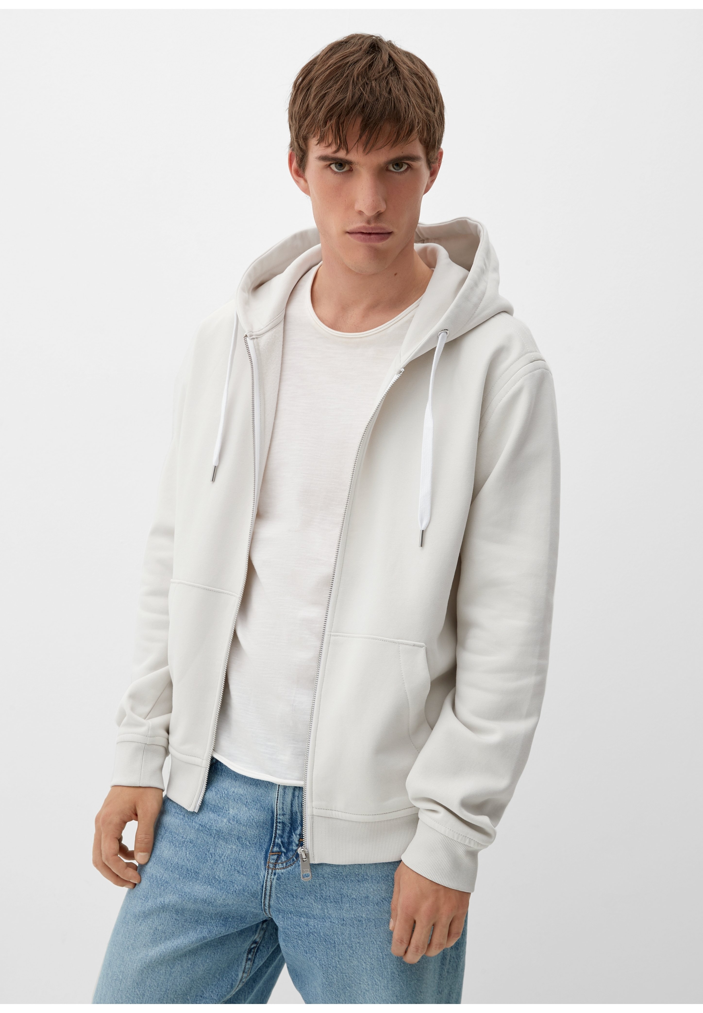 S.Oliver Herren Sweatjacke Mit Stehkragen – Mit Logo, Kapuze & Reißverschluss, Regular Fit