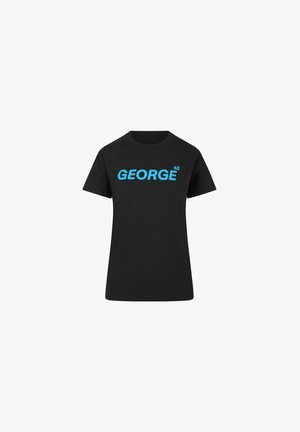 Czarny bawełniany t-shirt z krótkim rękawem. Ma odważny, jasnoniebieski napis "GEORGE" na przodzie. Klasyczny krój z okrągłym dekoltem.
