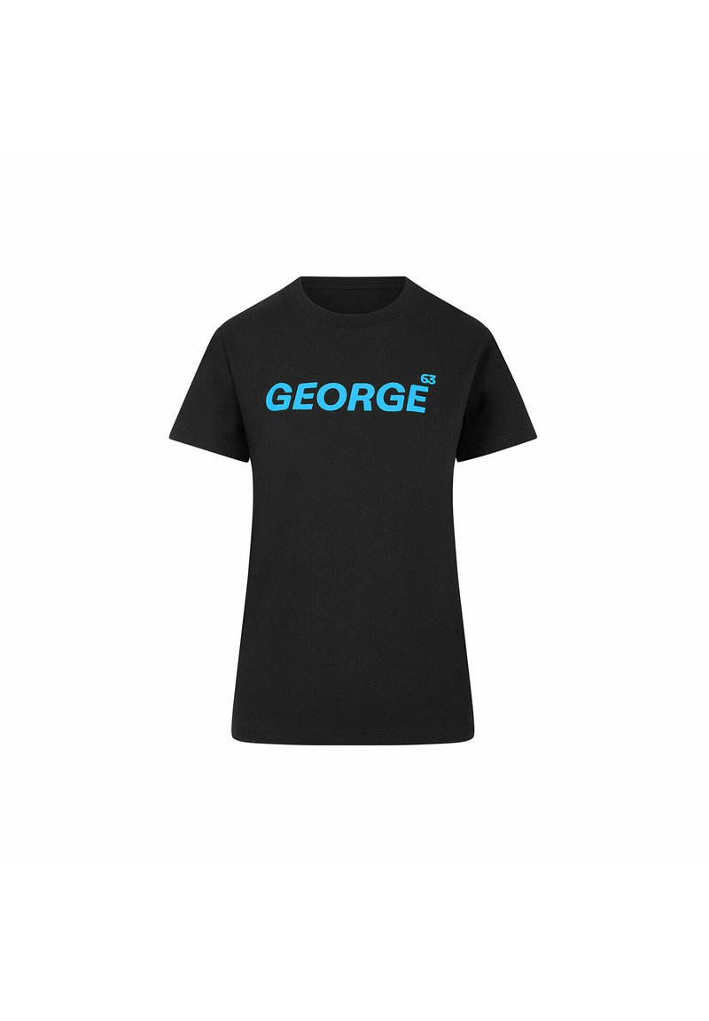 Czarny bawełniany t-shirt z krótkim rękawem. Ma odważny, jasnoniebieski napis "GEORGE" na przodzie. Klasyczny krój z okrągłym dekoltem.