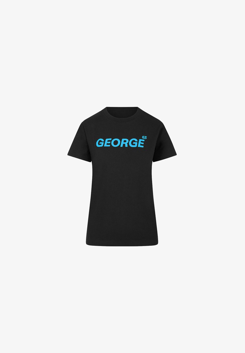 Czarny bawełniany t-shirt z krótkim rękawem. Ma odważny, jasnoniebieski napis "GEORGE" na przodzie. Klasyczny krój z okrągłym dekoltem.