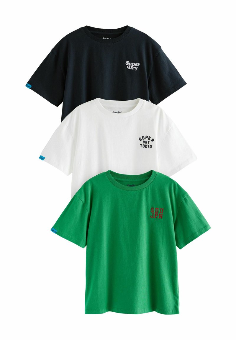 Superdry & Co REGULAR FIT - PRINTED LOGO 3 PACK - Trükipildiga T-särk - green white