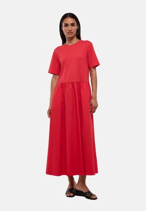 Monoprix, ROBE LONGUE BI-MATIÈRE UNIE - Robe en jersey - rouge