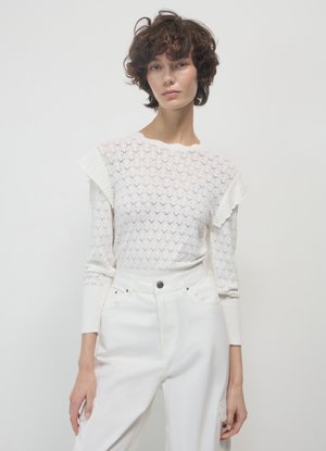 Calliope TRAFORATA CON VOLANTS - Strickpullover - bianco lana