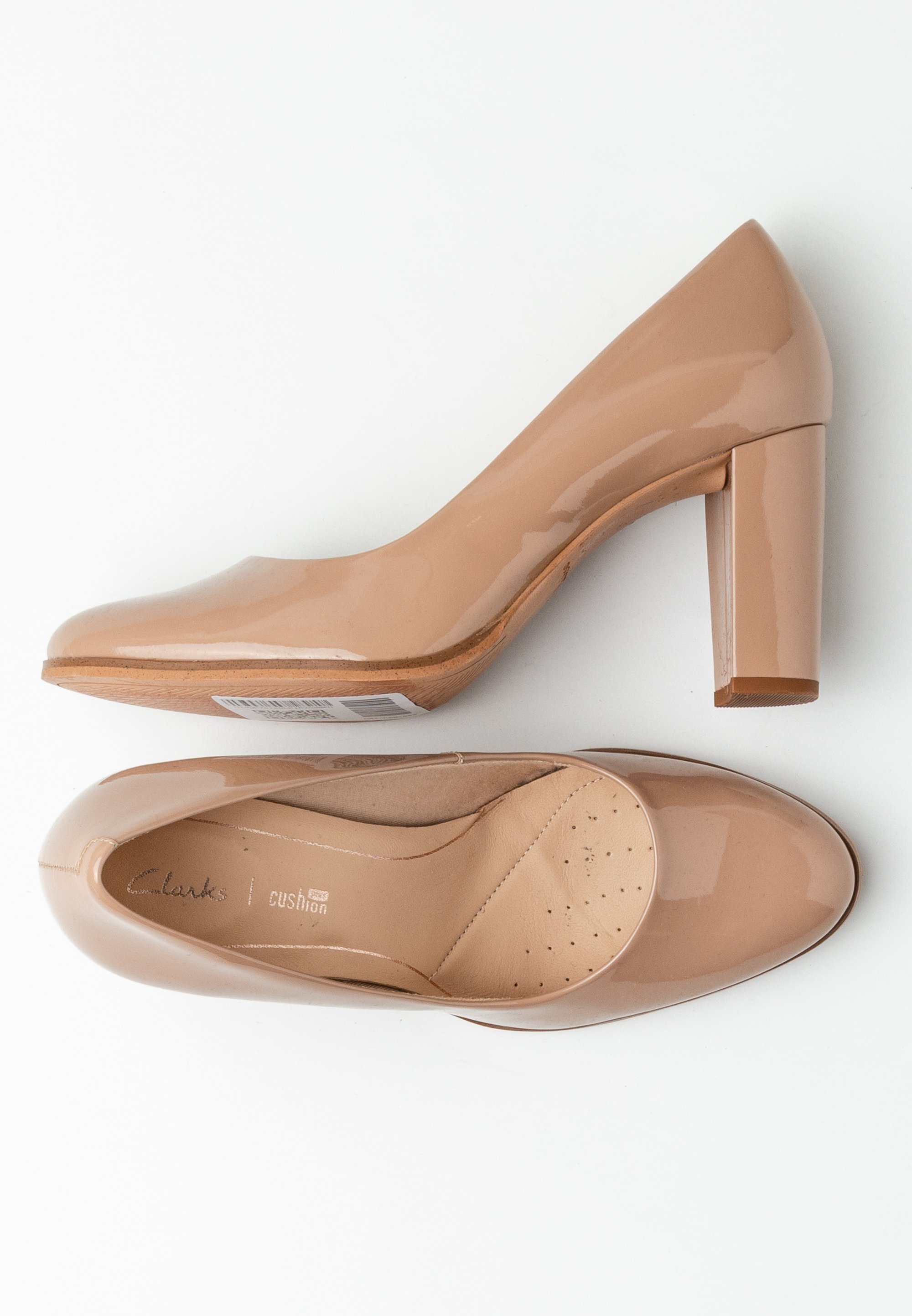 Clarks Patent Clarks Cognac Pumps Heels Beige High Heels Clarks