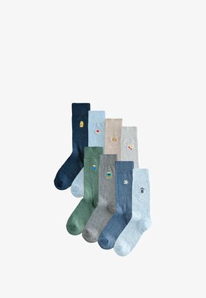Next, EMBROIDERED SOCKS EIGHT PACK - Sokid - blue/grey marl breakfast