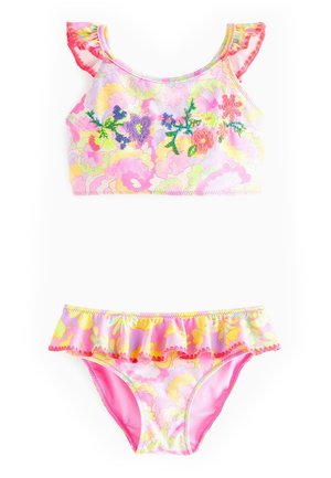 FRILL SLEEVE BIKINI - Costum de baie din două piese - pink green