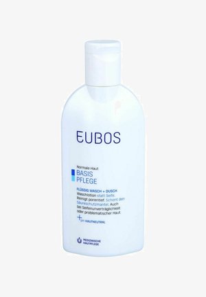 Weiße Kunststoffflasche mit rundem Verschluss. Blauer Text mit Angaben zum Produktnamen und zur Anwendung, schlichtes, sauberes Design. Für normale Haut geeignet.