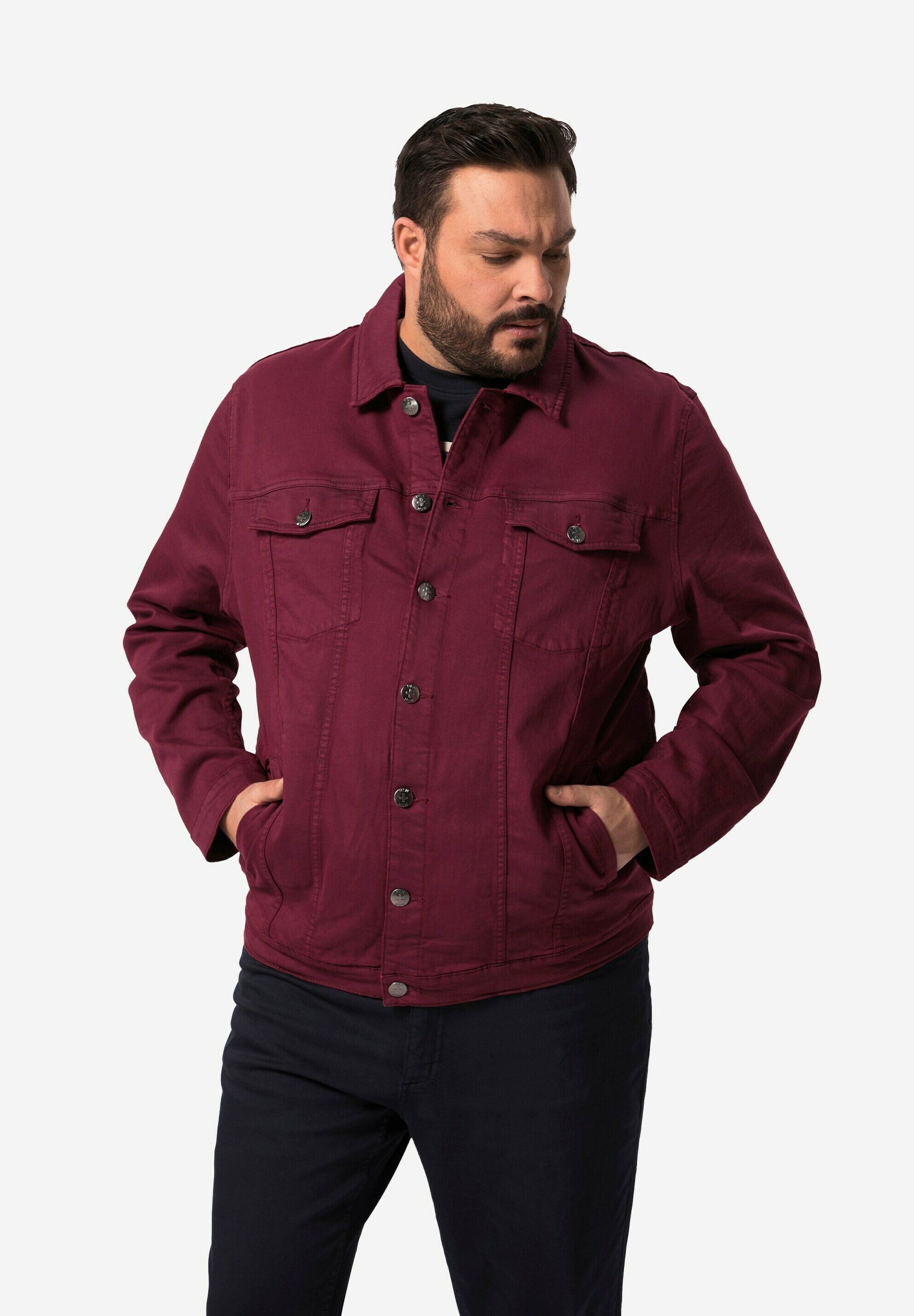 Men Plus Denim jacket - burgundy red/red - Zalando