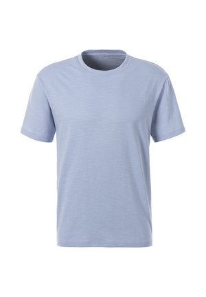 T-shirt azzurro chiaro a maniche corte con scollatura rotonda, texture morbida e vestibilità rilassata. Design semplice, senza motivi o dettagli aggiuntivi.