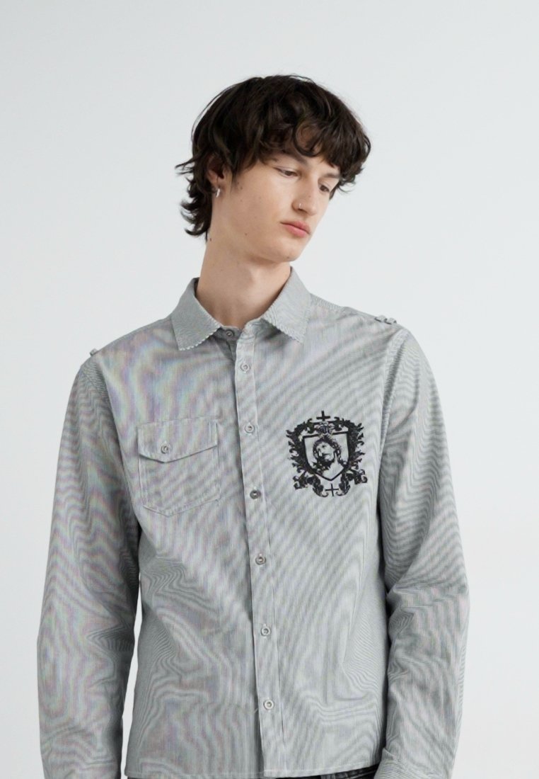 JADED LONDON Script ピンストライプ シャツ 半袖 Grey 送料込み Script Pinstripe Shirt | Jaded London | Clothing