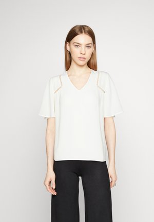 JDY JDYEMILIE V NECK TOP - Μπλούζα - off white