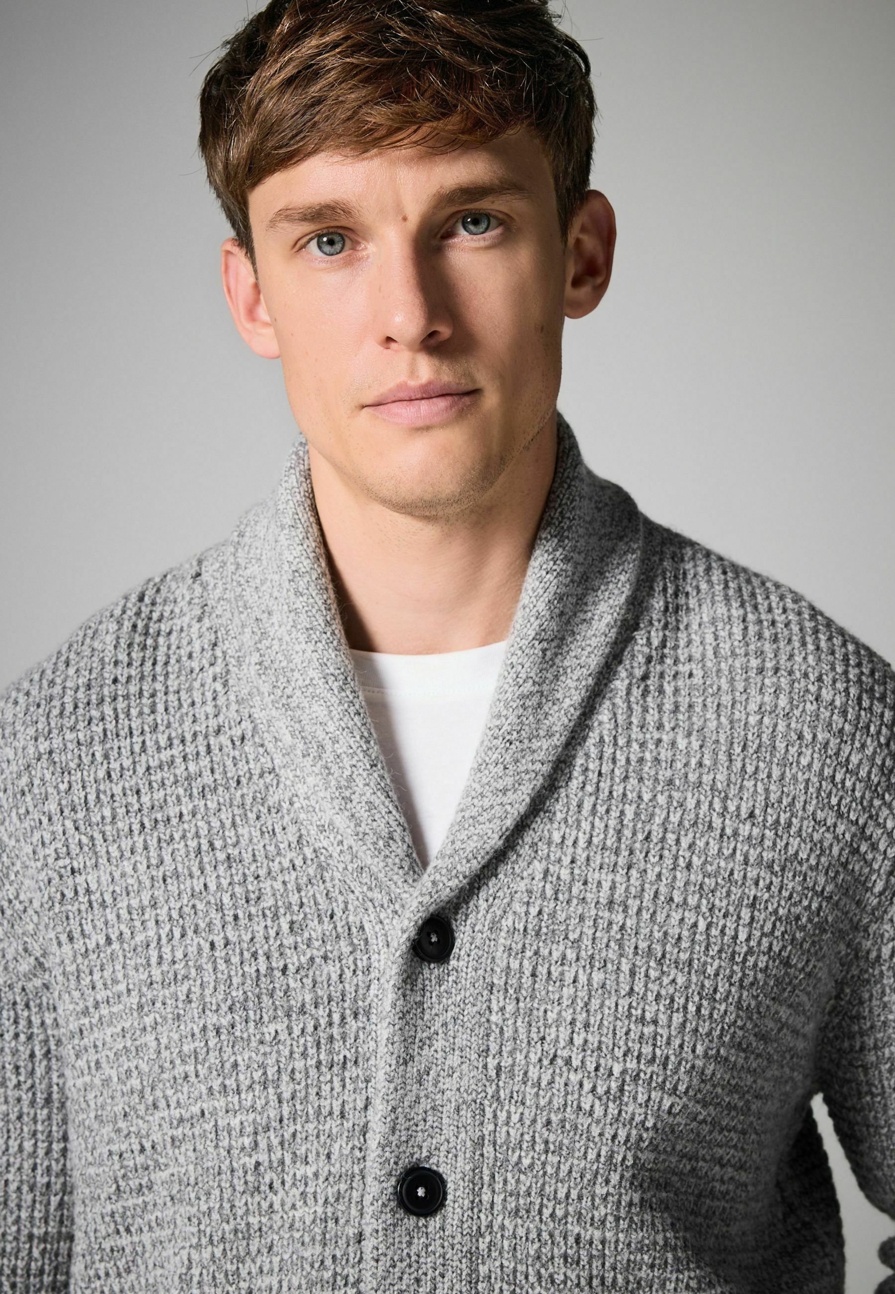 Next FIT WAFFLE SHAWL NECK - REGULAR FIT - Cardigan - grey - Zalando