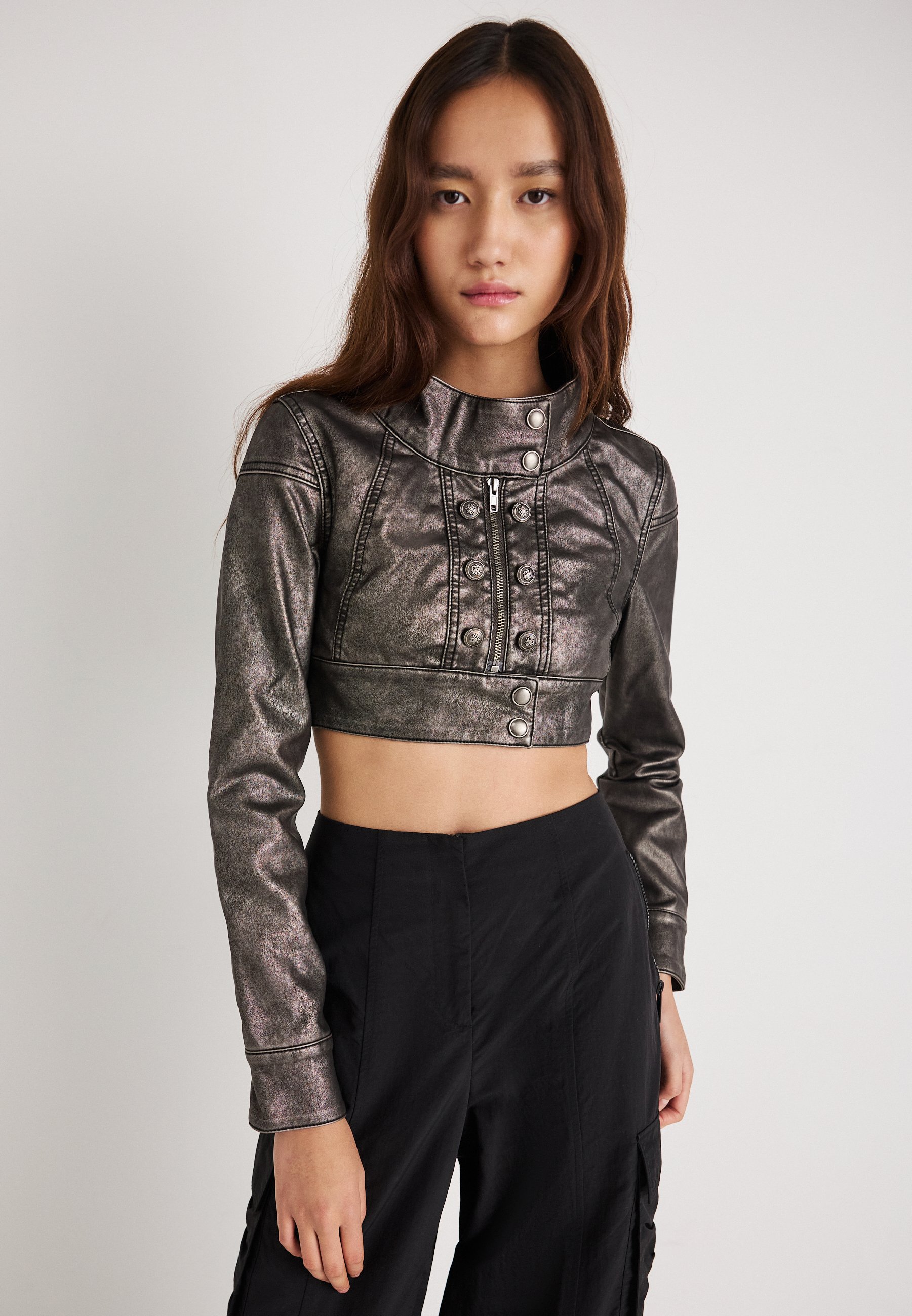 Jaded London CROPPED JACKET - Faux leather jacket - black - Zalando.ie