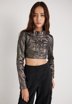 CROPPED JACKET - Veste en similicuir - black