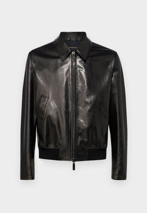 Emporio Armani BLOUSON - Leather jacket - black beauty