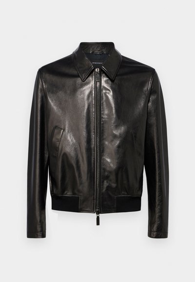 Emporio Armani BLOUSON - Kožená bunda - black beauty