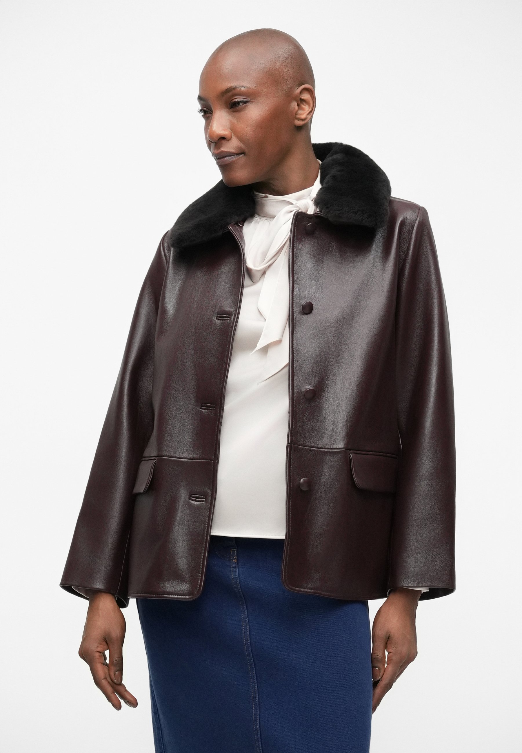 Claudie Pierlot Leather jacket - lie de vin/bordeaux - Zalando