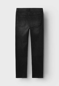 Mustat denimi farkut slim fit -mallissa, joissa on kaksi takataskua, sileä pinta ja klassinen viiden taskun muotoilu.