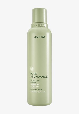 Flacon de shampoing volumisant Aveda Pure Abundance pour cheveux fins, vert clair avec texte de la marque et du produit à l'avant.