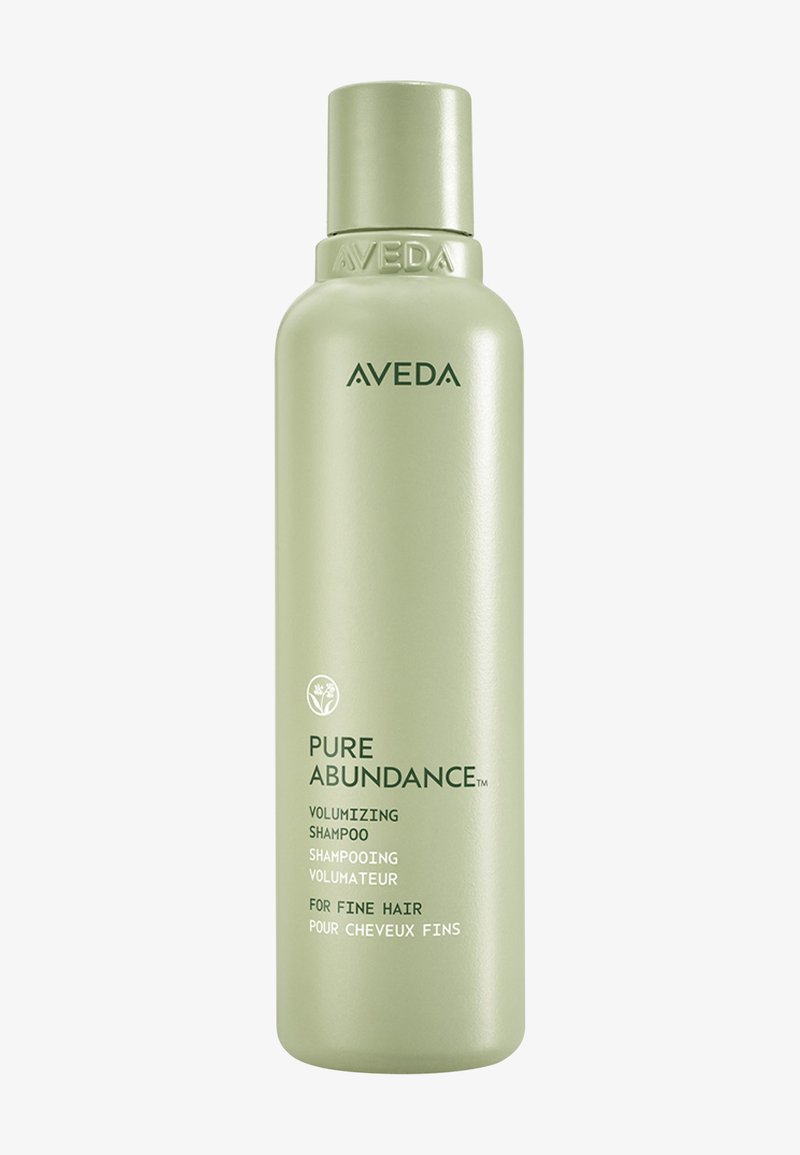 Flacon de shampoing volumisant Aveda Pure Abundance pour cheveux fins, vert clair avec texte de la marque et du produit à l'avant.