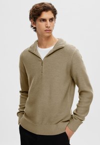Selected Homme SLHAXEL HALF ZIP - Pulover - mermaid detail:melange