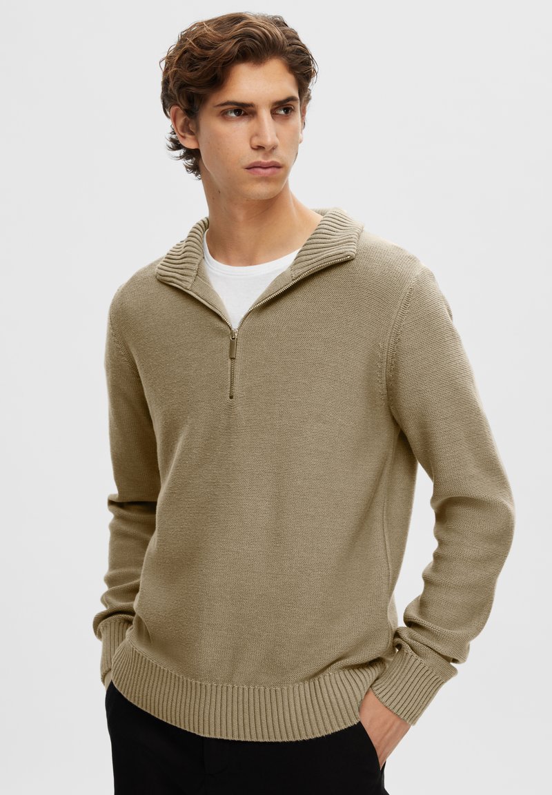 Selected Homme SLHAXEL HALF ZIP - Pulover - mermaid detail:melange